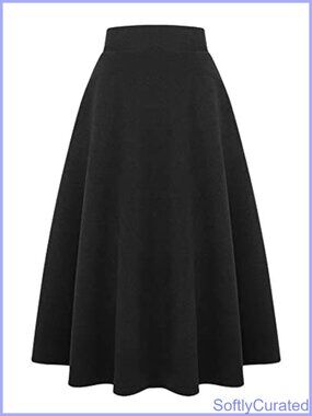 Plaid Wool Blend High Waist A-Line Maxi Skirt Pleated Flared Winter
